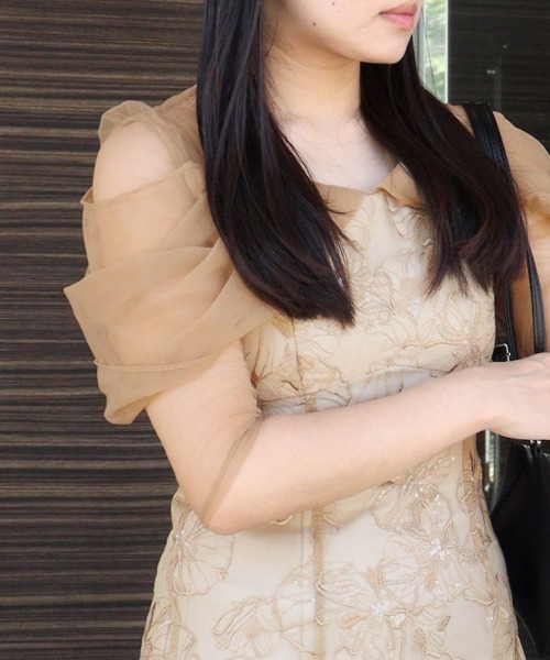 DONOBAN（ドノバン）の「【ANDRESD】tulel drape spangle dress セレモニー 結婚式 二次会 同窓会 成人式 入学式 卒業式 お呼ばれ パーティードレス オケージョンドレス（ワンピース・レディース・ライトグリーン/イエロー・S/M/L）」の7枚目の写真