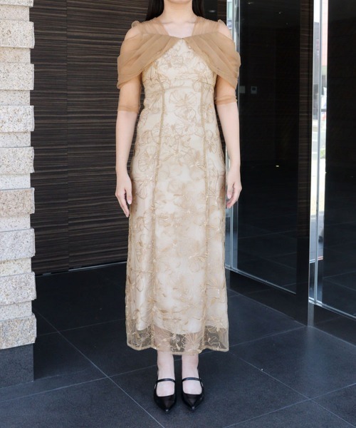 DONOBAN（ドノバン）の「【ANDRESD】tulel drape spangle dress セレモニー 結婚式 二次会 同窓会 成人式 入学式 卒業式 お呼ばれ パーティードレス オケージョンドレス（ワンピース・レディース・ライトグリーン/イエロー・S/M/L）」の8枚目の写真