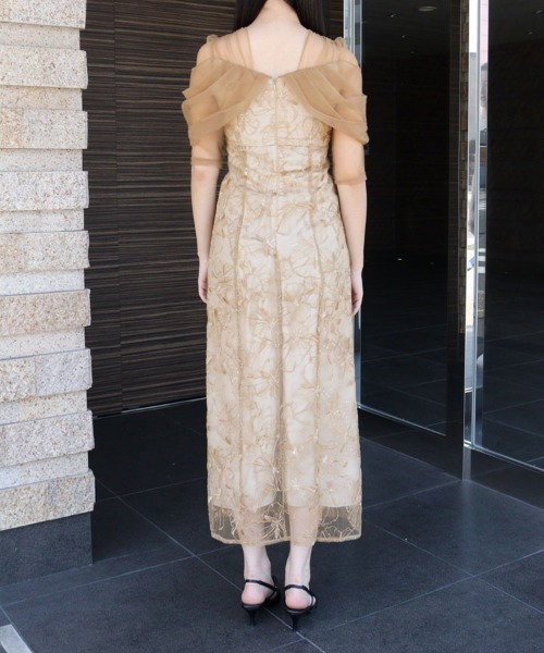 DONOBAN（ドノバン）の「【ANDRESD】tulel drape spangle dress セレモニー 結婚式 二次会 同窓会 成人式 入学式 卒業式 お呼ばれ パーティードレス オケージョンドレス（ワンピース・レディース・ライトグリーン/イエロー・S/M/L）」の10枚目の写真