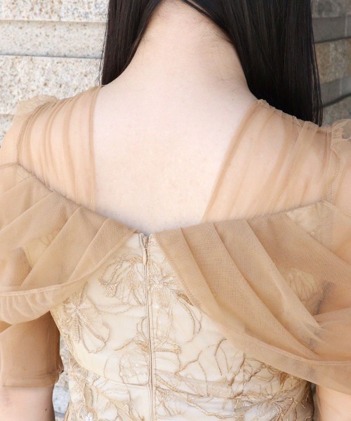 DONOBAN（ドノバン）の「【ANDRESD】tulel drape spangle dress セレモニー 結婚式 二次会 同窓会 成人式 入学式 卒業式 お呼ばれ パーティードレス オケージョンドレス（ワンピース・レディース・ライトグリーン/イエロー・S/M/L）」の12枚目の写真