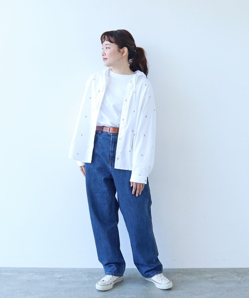 PAR ICI（パーリッシィ）の「オックス/デニム イカリ刺繍フードシャツ（シャツ/ブラウス・レディース・サックスブルー/ホワイト/インディゴブルー・FREE）」の10枚目の写真