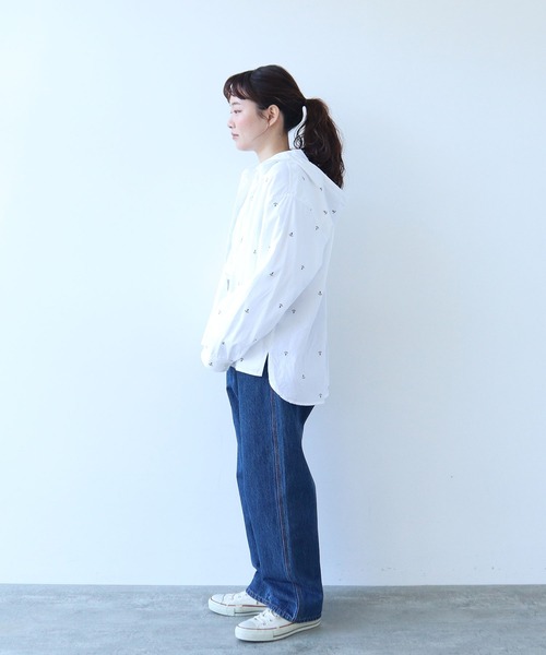 PAR ICI（パーリッシィ）の「オックス/デニム イカリ刺繍フードシャツ（シャツ/ブラウス・レディース・サックスブルー/ホワイト/インディゴブルー・FREE）」の11枚目の写真