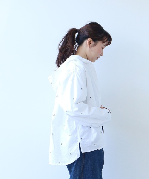 PAR ICI（パーリッシィ）の「オックス/デニム イカリ刺繍フードシャツ（シャツ/ブラウス・レディース・サックスブルー/ホワイト/インディゴブルー・FREE）」の7枚目の写真