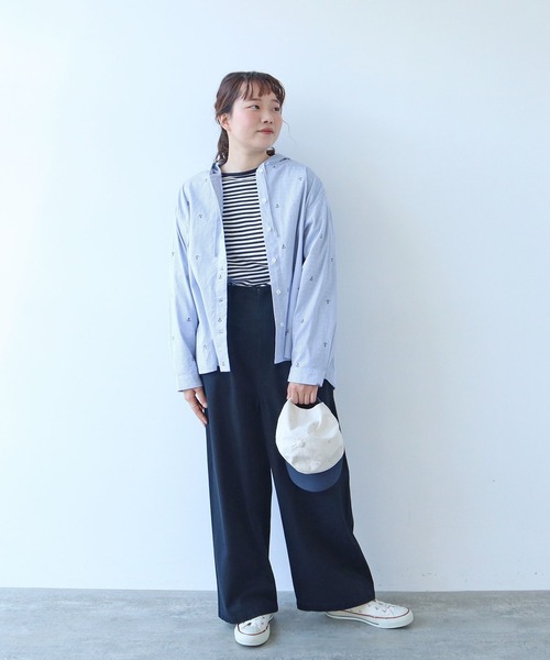 PAR ICI（パーリッシィ）の「オックス/デニム イカリ刺繍フードシャツ（シャツ/ブラウス・レディース・サックスブルー/ホワイト/インディゴブルー・FREE）」の20枚目の写真