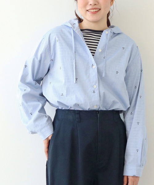 PAR ICI（パーリッシィ）の「オックス/デニム イカリ刺繍フードシャツ（シャツ/ブラウス・レディース・サックスブルー/ホワイト/インディゴブルー・FREE）」の17枚目の写真