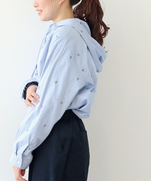 PAR ICI（パーリッシィ）の「オックス/デニム イカリ刺繍フードシャツ（シャツ/ブラウス・レディース・サックスブルー/ホワイト/インディゴブルー・FREE）」の18枚目の写真