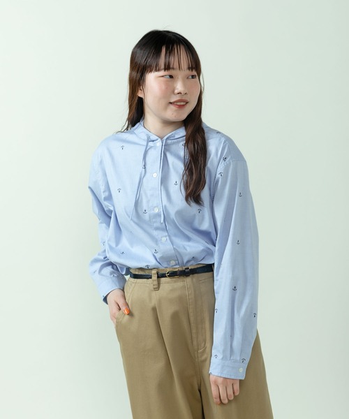 PAR ICI(パーリッシィ)の「オックス/デニム イカリ刺繍フードシャツ(シャツ/ブラウス・レディース・サックスブルー/ホワイト/インディゴブルー・FREE)」の17枚目の写真