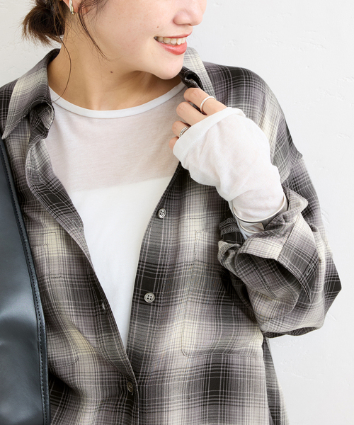 JOURNAL STANDARD（ジャーナルスタンダード）の「《追加5》クルーネックシアーロングTシャツ（Tシャツ/カットソー・レディース・ブラウン系その他/ブラック/イエロー/ホワイト・FREE）」の16枚目の写真