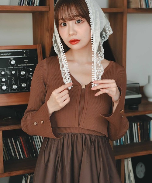 powwa more(ポワモア)の「カーディガン付き2wayバルーンワンピース(ワンピース・レディース・アイボリー/ブラック/ブラウン・3/2/1/0)」の14枚目の写真