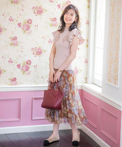 ITS'DEMO（イッツデモ）の「【手洗い可】花レースフリル袖ニット（ニット/セーター・レディース・サックスブルー/ブラック/ピンク・00）」の17枚目の写真