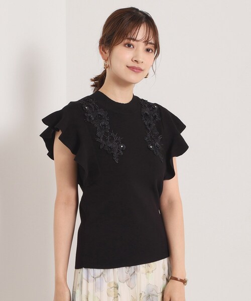 ITS'DEMO（イッツデモ）の「【手洗い可】花レースフリル袖ニット（ニット/セーター・レディース・サックスブルー/ブラック/ピンク・00）」の19枚目の写真