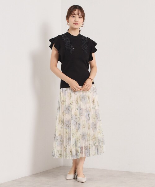 ITS'DEMO（イッツデモ）の「【手洗い可】花レースフリル袖ニット（ニット/セーター・レディース・サックスブルー/ブラック/ピンク・00）」の20枚目の写真