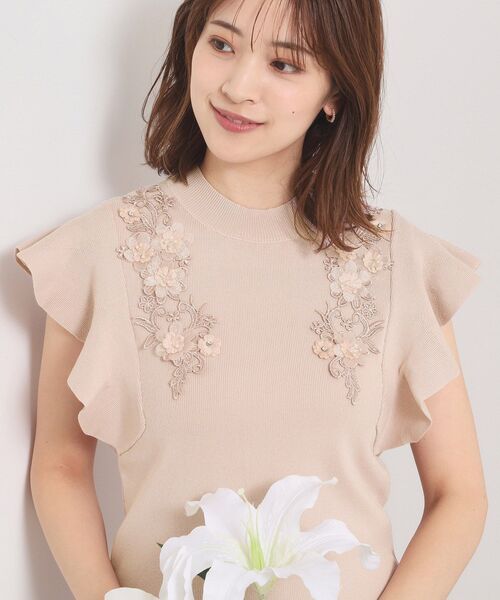 ITS'DEMO（イッツデモ）の「【手洗い可】花レースフリル袖ニット（ニット/セーター・レディース・サックスブルー/ブラック/ピンク・00）」の22枚目の写真