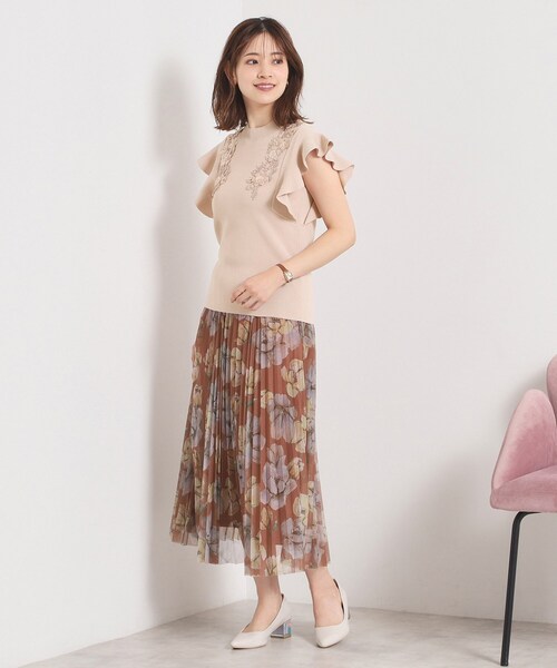 ITS'DEMO（イッツデモ）の「【手洗い可】花レースフリル袖ニット（ニット/セーター・レディース・サックスブルー/ブラック/ピンク・00）」の12枚目の写真