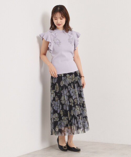 ITS'DEMO（イッツデモ）の「【手洗い可】花レースフリル袖ニット（ニット/セーター・レディース・サックスブルー/ブラック/ピンク・00）」の16枚目の写真