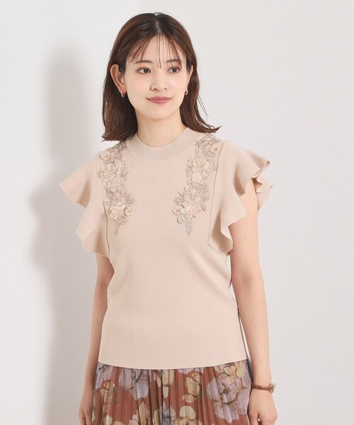 ITS'DEMO（イッツデモ）の「【手洗い可】花レースフリル袖ニット（ニット/セーター・レディース・サックスブルー/ブラック/ピンク・00）」の6枚目の写真