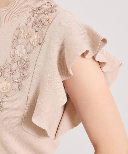 ITS'DEMO（イッツデモ）の「【手洗い可】花レースフリル袖ニット（ニット/セーター・レディース・サックスブルー/ブラック/ピンク・00）」の10枚目の写真