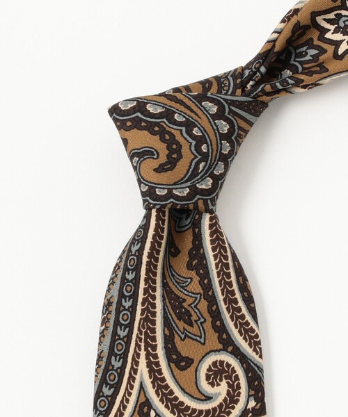 BEAMS F（ビームスエフ）の「Fermo Fossati ウールシルク ペイズリー柄 プリント ネクタイ（ネクタイ・メンズ・ベージュ/ネイビー・ONE SIZE）」の5枚目の写真