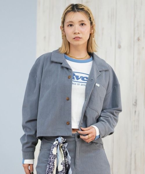 RVCA（ルーカ）の「RVCA/ルーカ コーデュロイシャツ ショート丈 セットアップ対応 BF044-110（シャツ/ブラウス・レディース・マスタード/グレイッシュブルー/ブラック・M）」の2枚目の写真