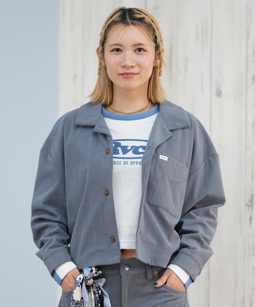 RVCA（ルーカ）の「RVCA/ルーカ コーデュロイシャツ ショート丈 セットアップ対応 BF044-110（シャツ/ブラウス・レディース・マスタード/グレイッシュブルー/ブラック・M）」の9枚目の写真