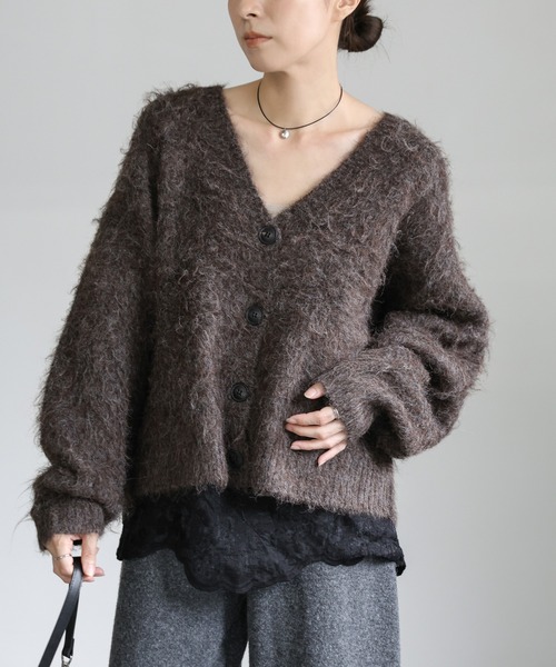 select MOCA(セレクトモカ)の「ボリュームスリーブシャギーカーディガン(カーディガン/ボレロ・レディース・ネイビー/チャコールグレー/ブラウン・FREE)」の8枚目の写真
