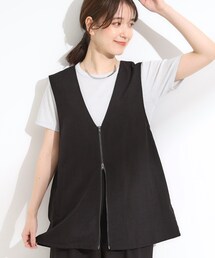 Cutie Blonde | 【セットアップ可】さらりと軽やかに ダブルジップ麻調ジレ(ベスト)
