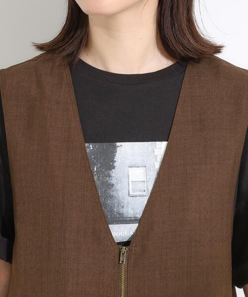 Cutie Blonde（キューティーブロンド）の「【セットアップ可】さらりと軽やかに ダブルジップ麻調ジレ（ベスト・レディース・ブラウン系その他/ブラック・00）」の14枚目の写真