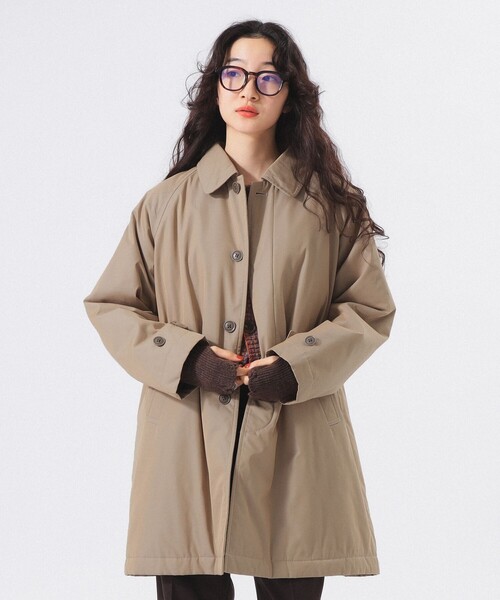 SALE 高品質最高新品未使用　BEAMS　BOY　ステンカラーコート　ベージュ コットン ポリエステル シャンブレー ステンカラー コート