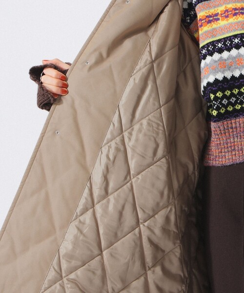 BEAMS BOY（ビームスボーイ）の「【2/5再値下げ】コットン ポリエステル シャンブレー ステンカラー コート（ステンカラーコート・レディース・ベージュ/ネイビー・ONE SIZE）」の6枚目の写真
