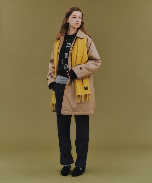 セール】コットン ポリエステル シャンブレー ステンカラー コート