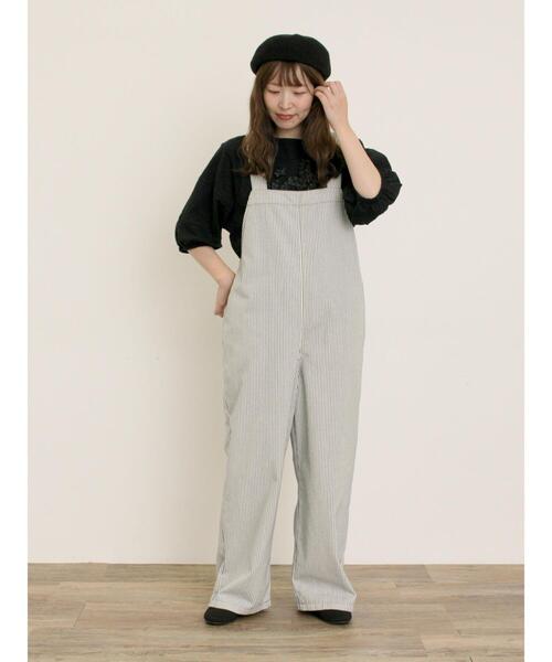 【新品、未使用】サマンサモスモス デニム/カツラギサロペット セール】 デニム/カツラギサロペット（ブラウン/サックスブルー