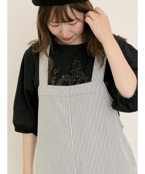 セール】刺繍デニム/ヒッコリーサロペットパンツ（サロペット