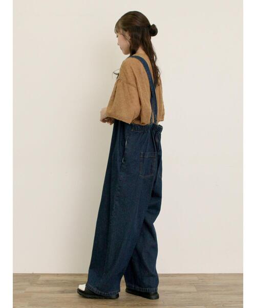 Samansa Mos2（サマンサ モスモス）の「刺繍デニム/ヒッコリーサロペットパンツ（サロペット/オーバーオール・レディース・ネイビー/ブラック/ブルー/オフホワイト・F）」の19枚目の写真