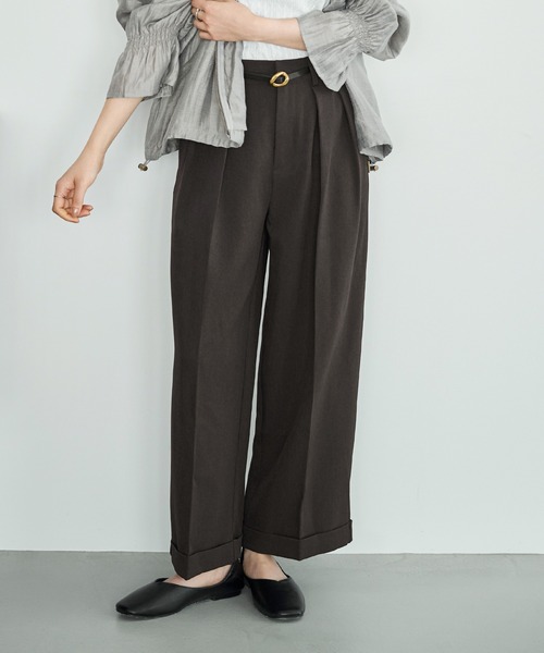 セットアップ対応】 ダブルタックパンツ【588092】（スラックス）｜mil