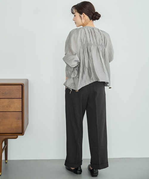 mil（ミル）の「【セットアップ対応】 ダブルタックパンツ【588092】（スラックス・レディース・ブラウン/ダークブラウン/ダークグレー/ブラック・S-Short/S-Regular/M-Short/M-Regular）」の15枚目の写真