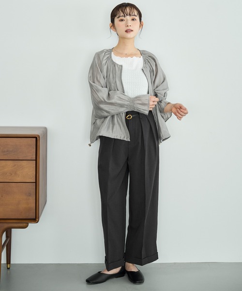 mil（ミル）の「【セットアップ対応】 ダブルタックパンツ【588092】（スラックス・レディース・ブラウン/ダークブラウン/ダークグレー/ブラック・S-Short/S-Regular/M-Short/M-Regular）」の16枚目の写真