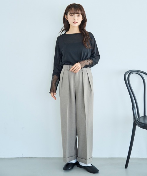 セットアップ対応】 ダブルタックパンツ【588092】（スラックス）｜mil