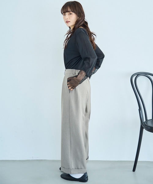 mil（ミル）の「【セットアップ対応】 ダブルタックパンツ【588092】（スラックス・レディース・ブラウン/ダークブラウン/ダークグレー/ブラック・S-Short/S-Regular/M-Short/M-Regular）」の18枚目の写真