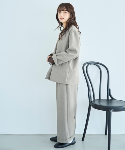 セットアップ対応】 ダブルタックパンツ【588092】（スラックス）｜mil