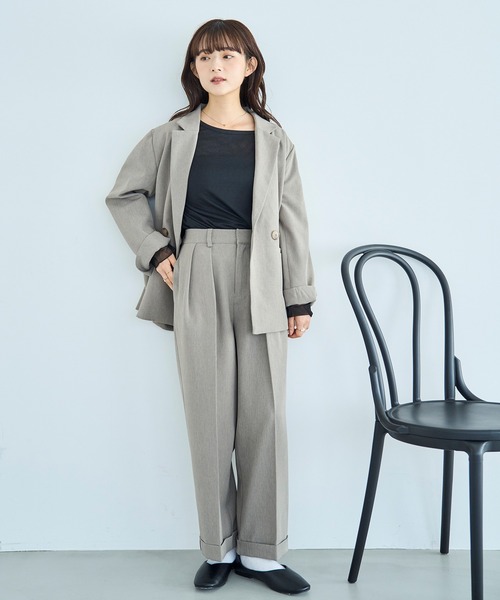 セットアップ対応】 ダブルタックパンツ【588092】（スラックス）｜mil