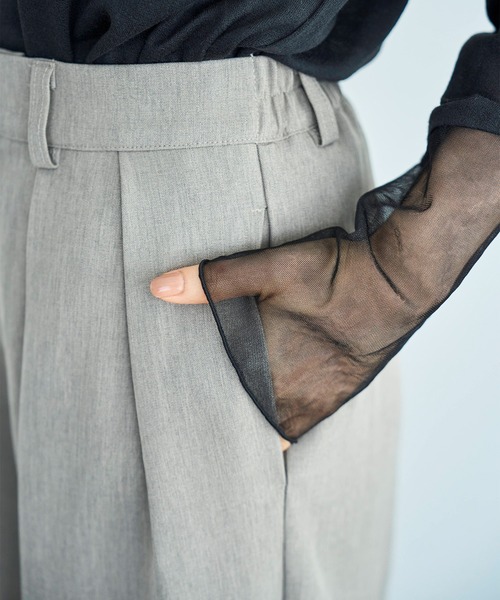 mil（ミル）の「【セットアップ対応】 ダブルタックパンツ【588092】（スラックス・レディース・ブラウン/ダークブラウン/ダークグレー/ブラック・S-Short/S-Regular/M-Short/M-Regular）」の6枚目の写真