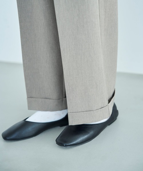 mil（ミル）の「【セットアップ対応】 ダブルタックパンツ【588092】（スラックス・レディース・ブラウン/ダークブラウン/ダークグレー/ブラック・S-Short/S-Regular/M-Short/M-Regular）」の8枚目の写真