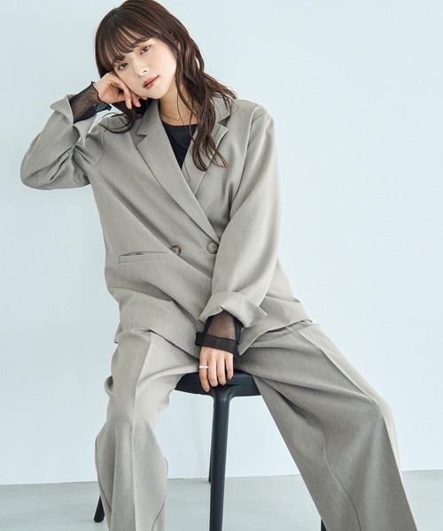 mil（ミル）の「【セットアップ対応】 ダブルタックパンツ【588092】（スラックス・レディース・ブラウン/ダークブラウン/ダークグレー/ブラック・S-Short/S-Regular/M-Short/M-Regular）」の10枚目の写真