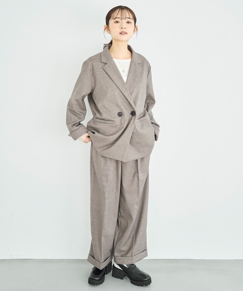 mil（ミル）の「【セットアップ対応】 ダブルタックパンツ【588092】（スラックス・レディース・ブラウン/ダークブラウン/ダークグレー/ブラック・S-Short/S-Regular/M-Short/M-Regular）」の11枚目の写真