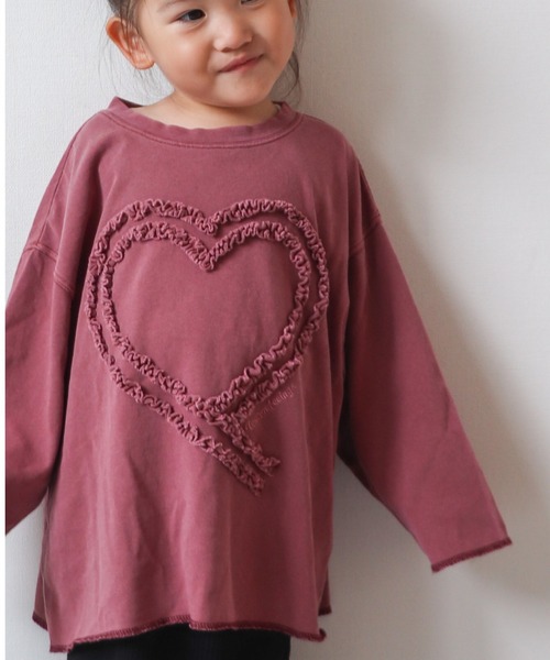 CIAOPANIC TYPY（チャオパニックティピー）の「【WEB限定】【KIDS】ピグメント加工ハートモチーフ長袖カットソー（Tシャツ/カットソー・キッズ・キャメル/バーガンディー/ブルー/チャコールグレー/グレー/アイボリー・110/150/130）」の9枚目の写真