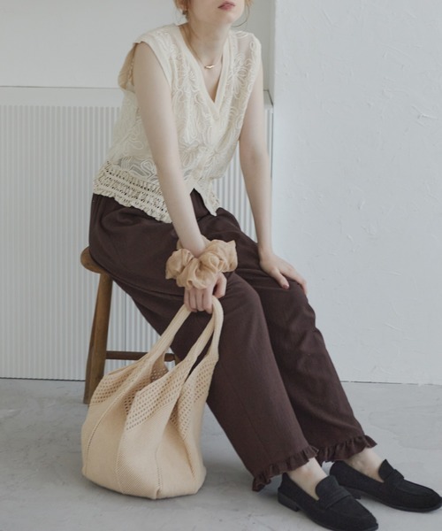 Crisp(クリスプ)の「メランジナチュラルニットバッグ(ハンドバッグ・レディース・ベージュ/アイボリー・FREE)」の5枚目の写真