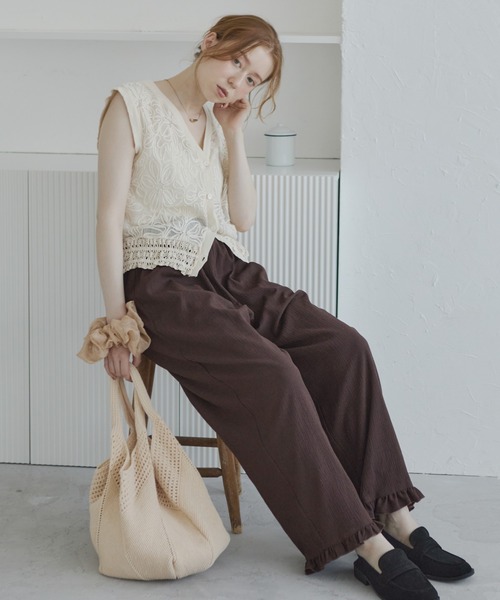 Crisp(クリスプ)の「メランジナチュラルニットバッグ(ハンドバッグ・レディース・ベージュ/アイボリー・FREE)」の6枚目の写真