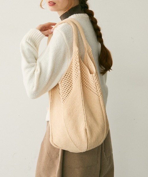 Crisp(クリスプ)の「メランジナチュラルニットバッグ(ハンドバッグ・レディース・ベージュ/アイボリー・FREE)」の14枚目の写真