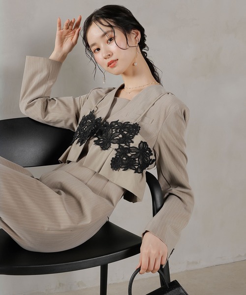 Kana（カナ）の「ストライプテーラード ビスチェ ドレス 2点セット