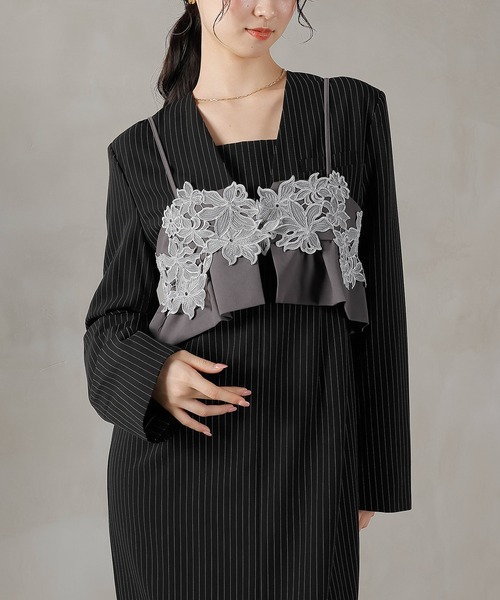 【新品未使用】CAMEOコレクティブ /ビスチェドレス ストライプテーラード ビスチェ ドレス 2点セット パーティー